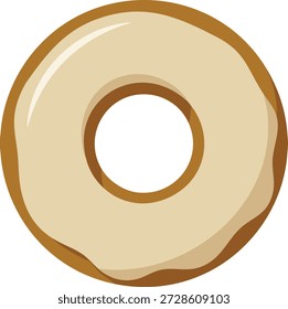 Flache Darstellung eines ringförmigen glasierten Ringes von oben mit einer hellen Vereisungsfläche
