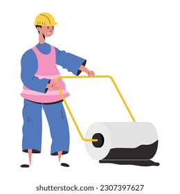 Una ilustración plana de un fabricante de carreteras 