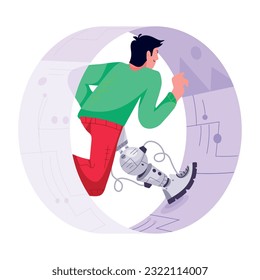 Flat illustration of robot running 