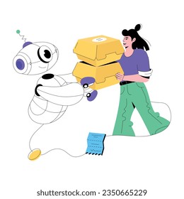Flache Illustration von Roboterlieferungen