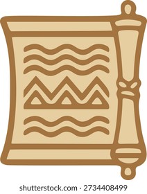 Flat illustration of a rolled scroll with decorative wave patterns and end caps