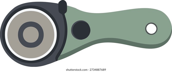Ilustração plana de um cortador rotativo com uma lâmina circular e punho para material de corte