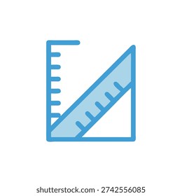 Flat illustration of a ruler and set square tool. Simple graphic style on a White Background.