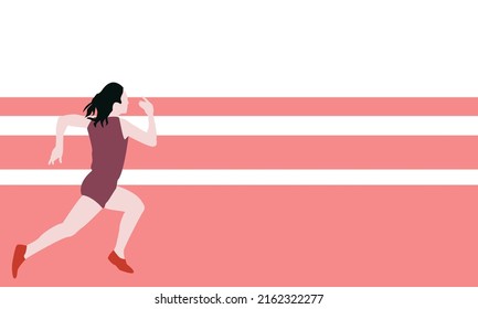 Flat illustration of running woman. Global running day poster.