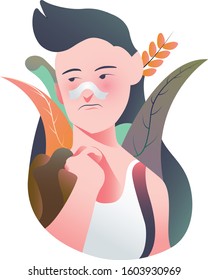 Flat Illustration sailor man character portrait with design autumn nature.