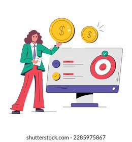 Una ilustración plana del análisis de ventas  