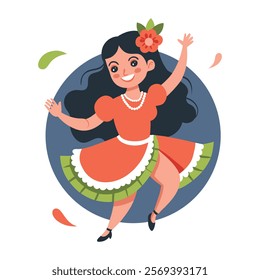 A flat illustration of salsa dancer character 