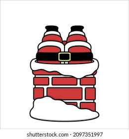 Flat Illustration Santa Claus Gets Stuck