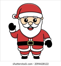 Flat Illustration Santa Claus Say Hello
