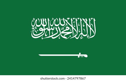 Ilustración plana de la bandera nacional de Arabia Saudita. Diseño de la bandera nacional de Arabia Saudita.
