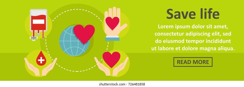 Flat illustration of save life banner horizontal vector for web design
