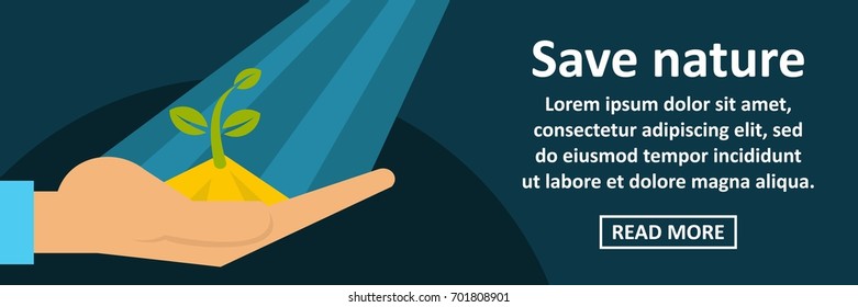 Flat illustration of save nature banner horizontal vector for web