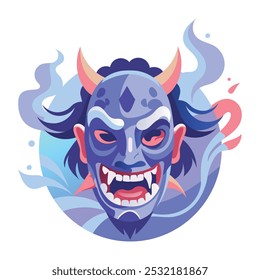 Una ilustración plana de cara de diablo de miedo