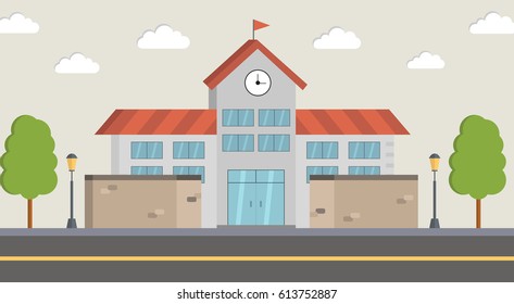 Flat illustration of school building.