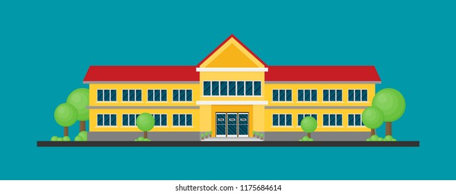 flat illustration of school building for back to school