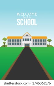 flat illustration of school building for back to school
