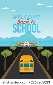 flat illustration of school building for back to school
