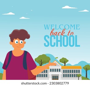 flat illustration of school building for back to school