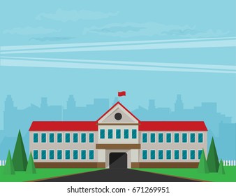 flat illustration of school building for back to school