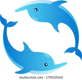 flat illustration of sea creature dolphin