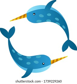 flat illustration of sea creature narwhal