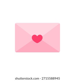 Ilustración plana de un sobre sellado con un corazón brillante en la solapa. Ideal para mensajes dulces, postales de San Valentín, notas de amor secretas y temas de comunicación romántica.