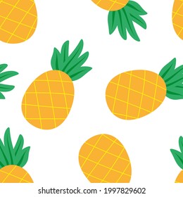 Ilustración plana de la piña de fondo perfecta. Vector para crear fondo, postales, cosas de diseñador favoritas. Jugoso verano, ánimo de fruta