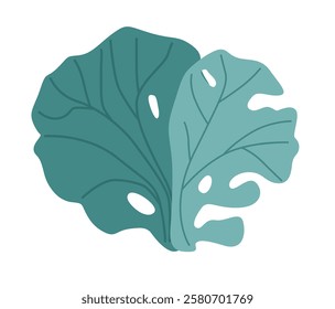 Flat Illustration of Seaweed, Green Tones, Marine Life 