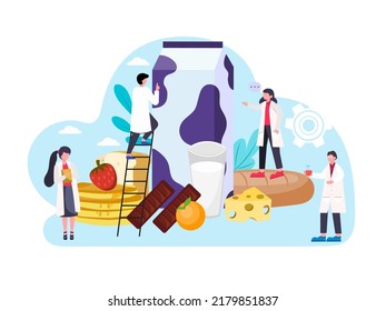 Flat illustration self care concept eating healthy food The lifestyle of eating vegetables and milk recommended by doctors will make you feel relieved from stress.