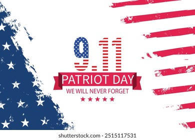 Flat illustration for September 11 patriot day celebration, 9.11 Remembrance Day poster design, America patriotic day banner design. EPS FILE.