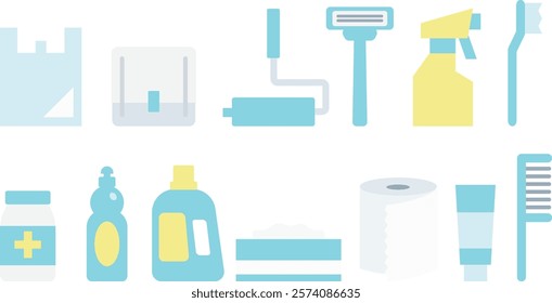 Flat illustration set of daily necessities