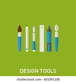 Flat illustration Set of Design Tools