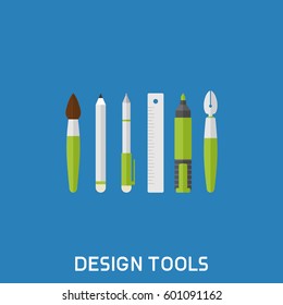 Flat illustration Set of Design Tools