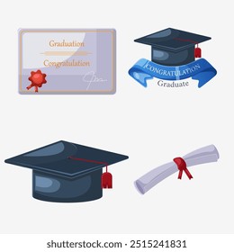Flat illustration set of graduation ornament