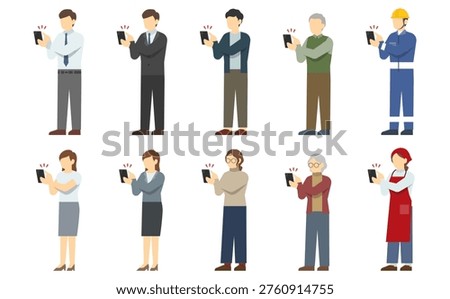 Flat illustration: Set of people using smartphones