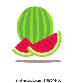 the flat illustration of set watermelon fruit. slice of watermelon. perfect to logo, banner, graphic designer resources, advertising 
