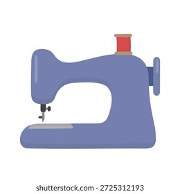 Ilustração plana de um ícone de máquina de costura. Conceitos de confecção e confecção, ideais para empresas de moda, tutoriais de costura, marcas artesanais, plataformas de artesanato e materiais educacionais.