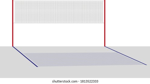 Flat illustration with shadow of volleyball grid. Vector illustration