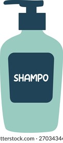 Ilustración plana de una botella de champú, destacando el concepto de higiene limpia, la rutina diaria de cuidado del cabello, el estilo refrescante de diseño del producto y la presentación gráfica mínima brillante.
