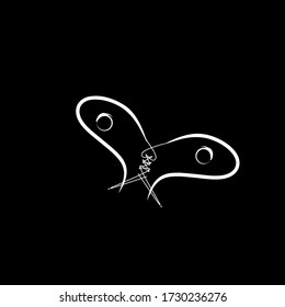Flat illustration shaped like an alien.
