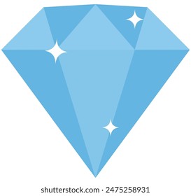 Ilustración plana de piedra preciosa de diamante brillante aislado sobre fondo blanco.
