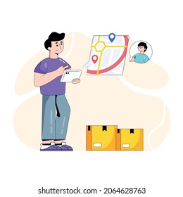 Una ilustración plana del seguimiento de envíos en diseño moderno