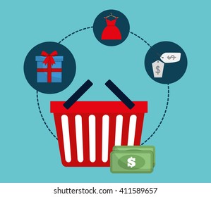 Flat illustration of shopping design 
