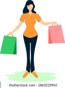 Flat Illustration Of Shopping Girl