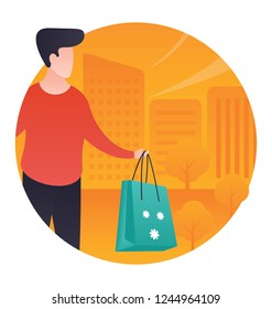 Flat illustration of shopping time