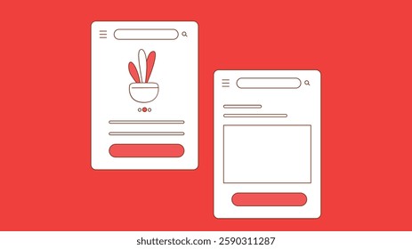 flat illustration showcasing multiple mobile app prototype screens, representing UI UX design, user flow, and digital interface development