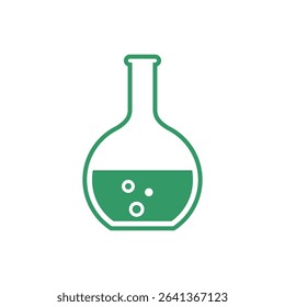 flat illustration showing a round bottomed chemical flask containing bubbling green liquid on a white background - Powered by Shutterstock - Get 15% off with code: PIKWIZARD15