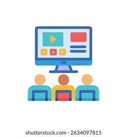 Flat illustration showing video conference or online presentation concept