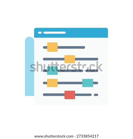 Flat illustration showing a website control panel interface with sliders for adjusting settings and preferences in a simple minimal style.