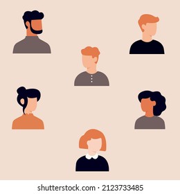 The flat illustration shows a group of people. Men and women. multinational society.